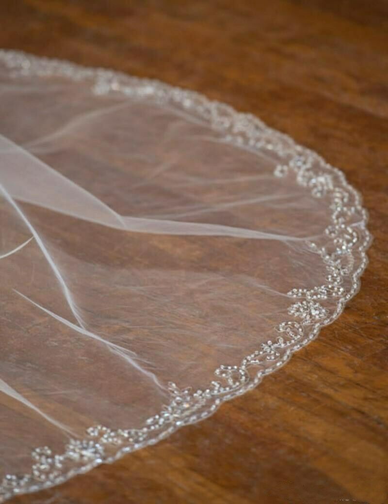 Long Wedding Bridal Veils White Ivory Cathedral 3M Length Luxury Sequins Edge Veil For Women Sparkly One Layer