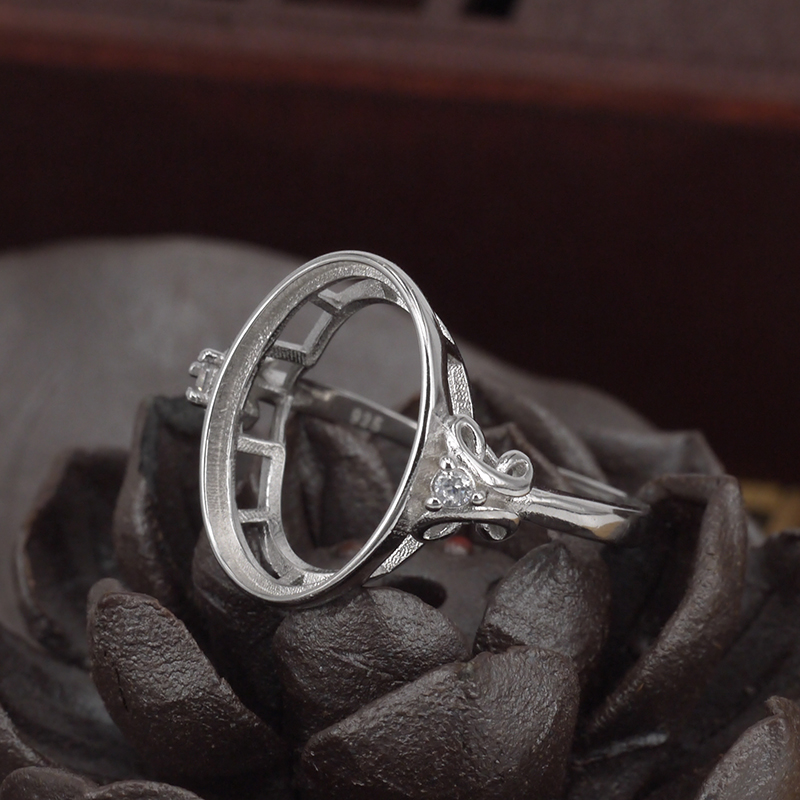 925 Sterling Silver Women Engagement Wedding Ring 10x12mm 10x14mm 13x17mm Oval Cabochon Semi Mount Ring Setting Wholesale