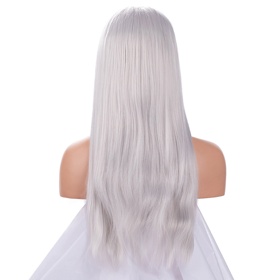Straight Long Hair Sexy Color Middle Parting Synthetic Wig Cosplay Style Heat Resistant White Lace Front Wigs For African Black Women