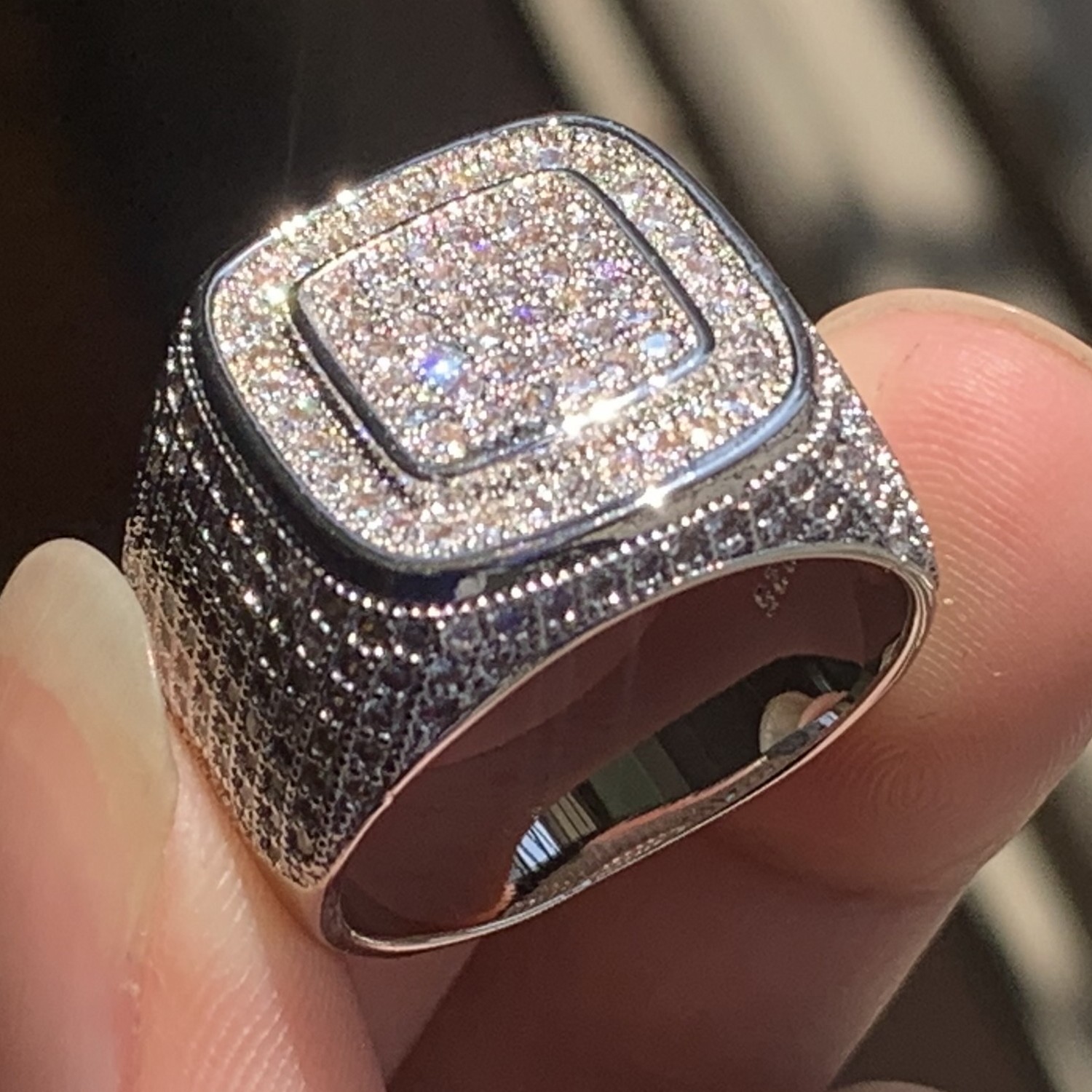 Infinity Luxury Jewelry Big Promotion 925 Sterling Silver Pave Tiny White Sapphire CZ Diamond Gemstones Wedding Finger Ring for Men Gift