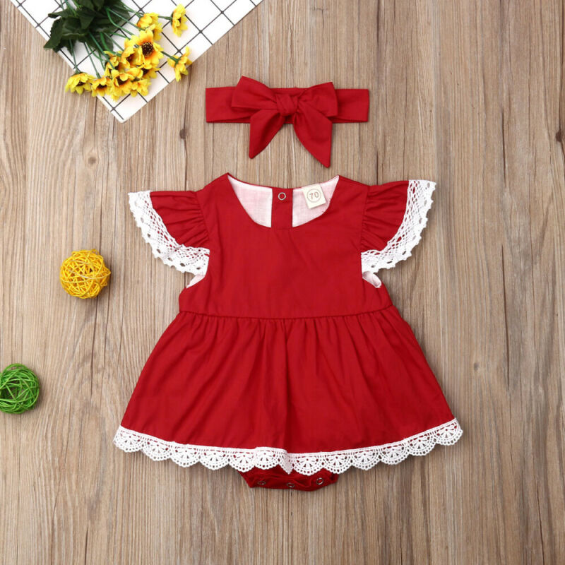 Newborn Baby Infant Girl Lace Floral Romper/Tutu Dress + Headband arrival Sister Suit 2Pcs Outfits Party Dress