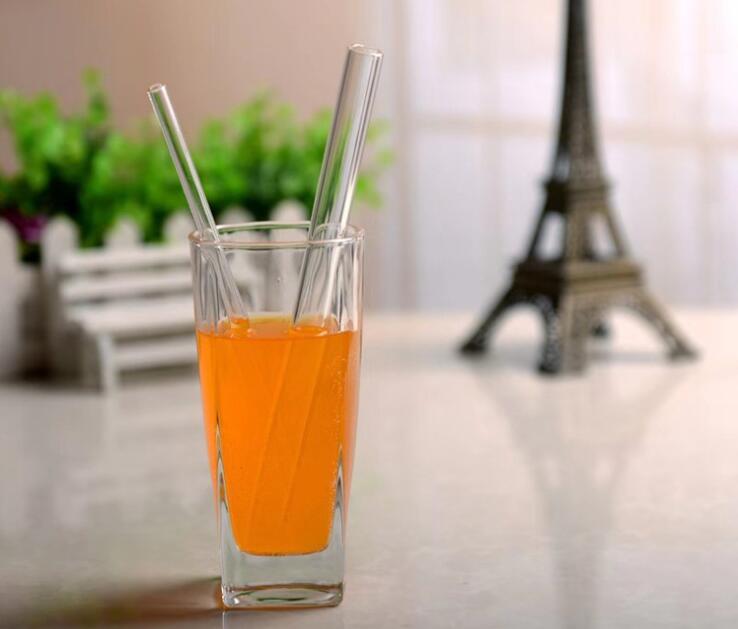 Transparent Glass Straws Clear Glass Reusable Wedding Birthday Party Drinking Straws Thick Straws Straight Pipe 20cm
