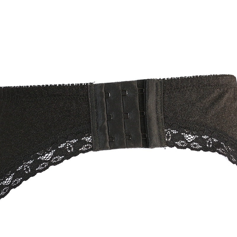 Sexy Women 3 Hook & Eye 6-Metal Buckles Straps Lace and Mesh Lingerie Suspender Elastic Garter Belt with Lace Hem and Satin Bows No stocking