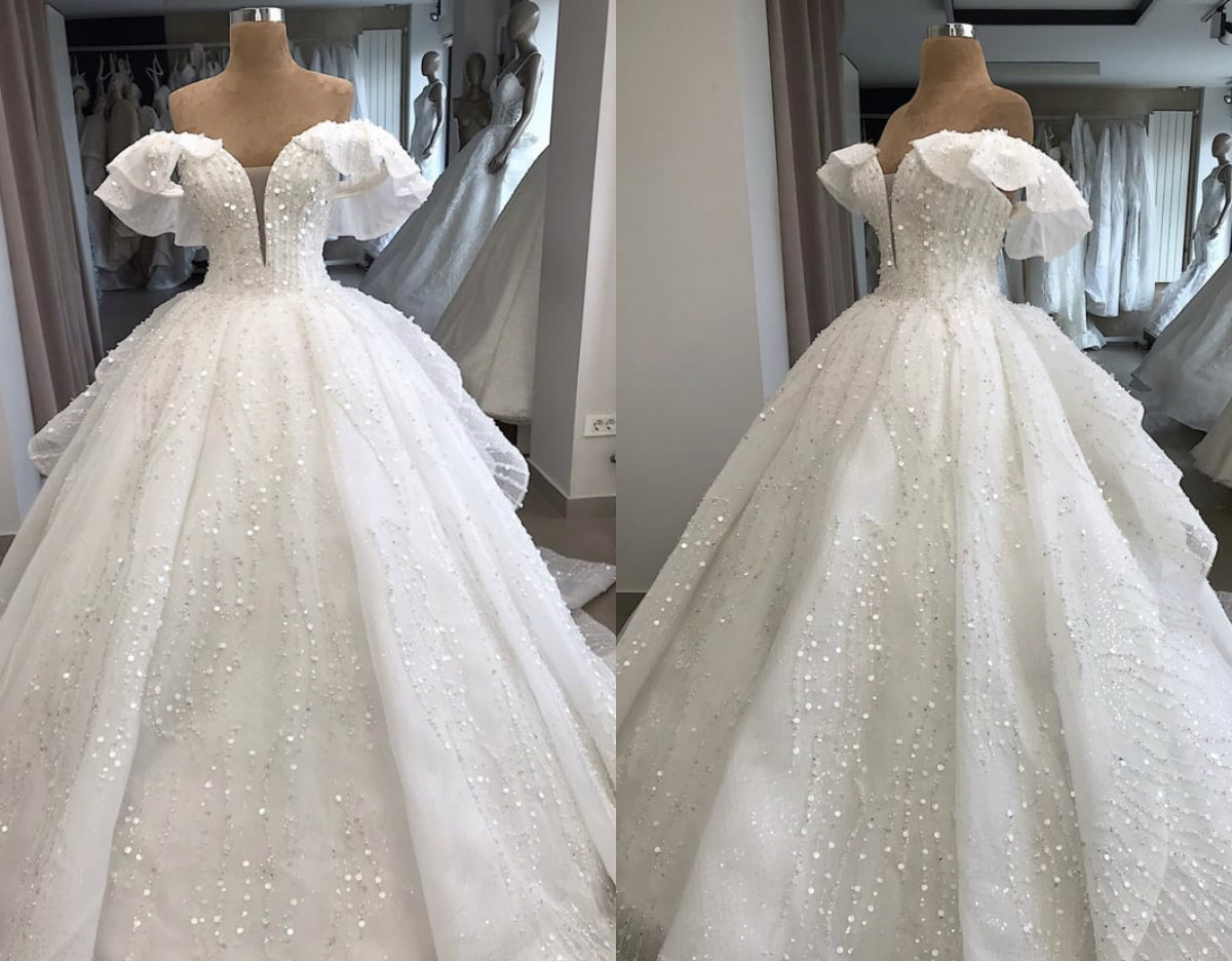 A e Country Dresses Off The Shoulder Lace Sequins Pearls Sweep Train Arabic Vintage Wedding Dress Custom Made Bridal Gowns