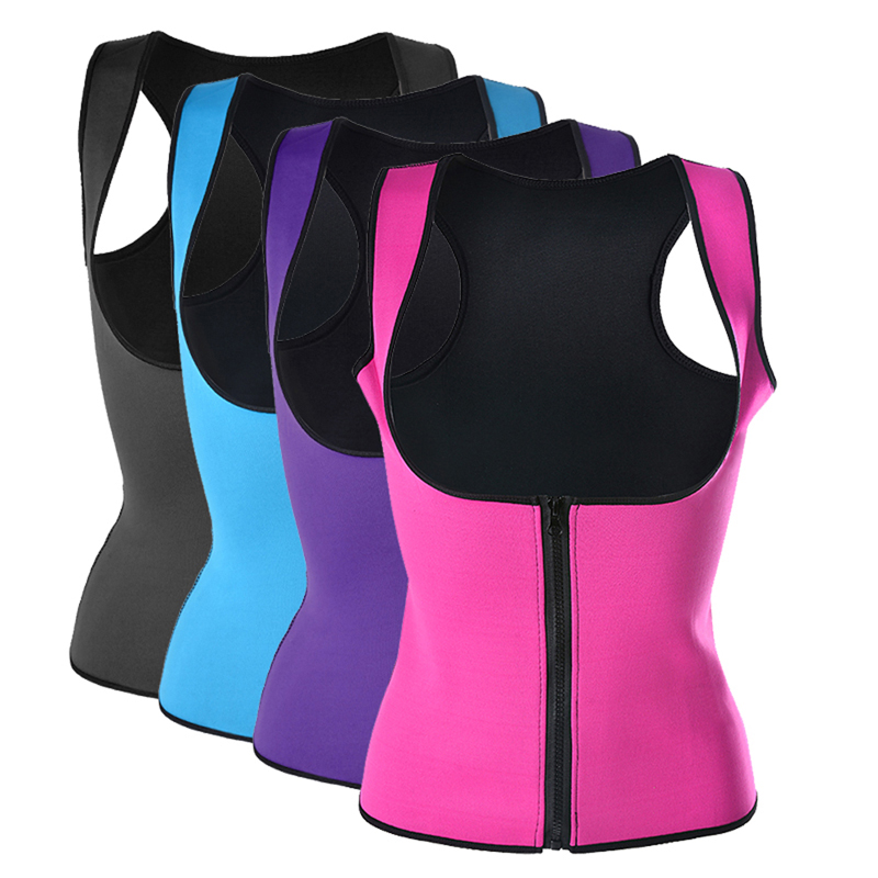 2020 Women Vest Neoprene Corset Zippered Workout Sauna Suit Waist Cincher Trainer Hot Shaperwear Body Waist Support Slim