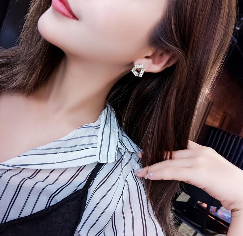 Choucong Luxury Jewelry 925 Sterling Silver&Gold Fill CZ Crystal Gemstones Popular Triangle Earring Party Women Bridal Stud Earring Gift
