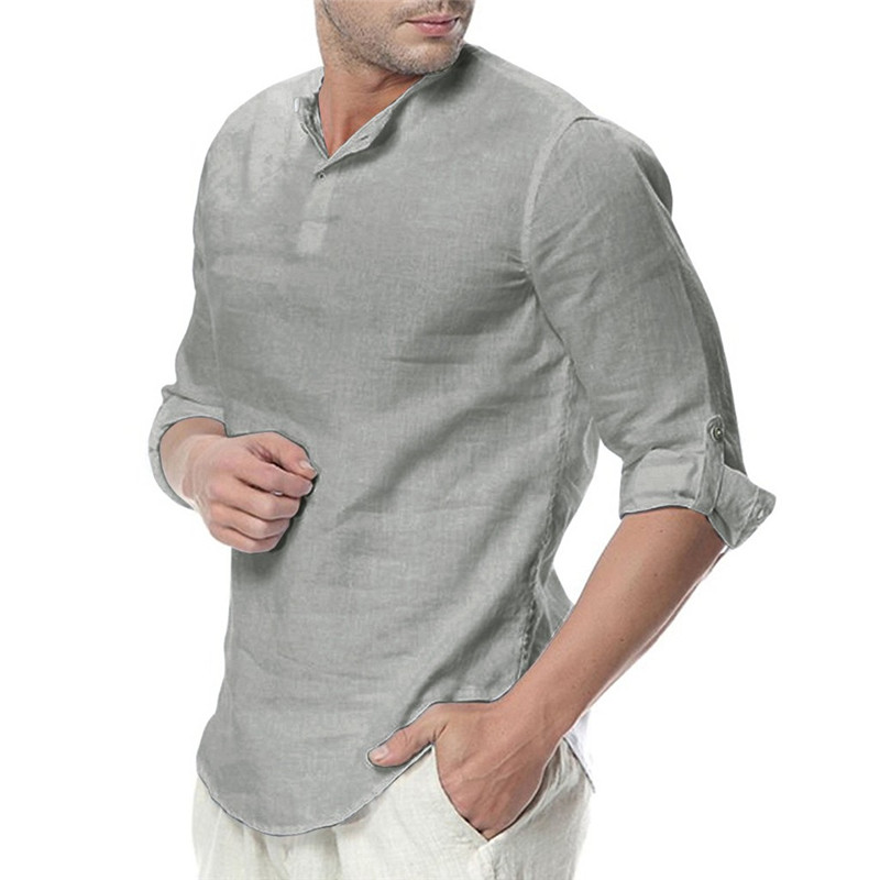 Fashion Men' Shirt Casual O-Neck Button Solid Beach Half Sleeve Linen Top Blouse Casual Dress Women Korea style Dropshipping, Gray
Fashion Men' Shirt Casual O-Neck Button Solid Beach Half Sleeve Linen Top Blouse Casual Dress Women Korea style Dropshipping, Gray