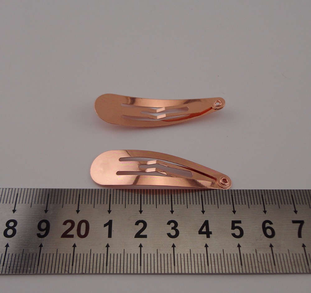 50PCS Rose Golden 5.0cm 2.0" Plain Round Head Metal Snap Clip no hole at nickle free,lead free,boutique hair accessories,DIY