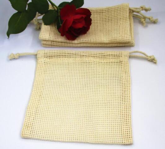Reusable Bags Organic Cotton Washable Mesh Bags for Grocery Shopping Fruit Vegetable Organizer Storage Bag