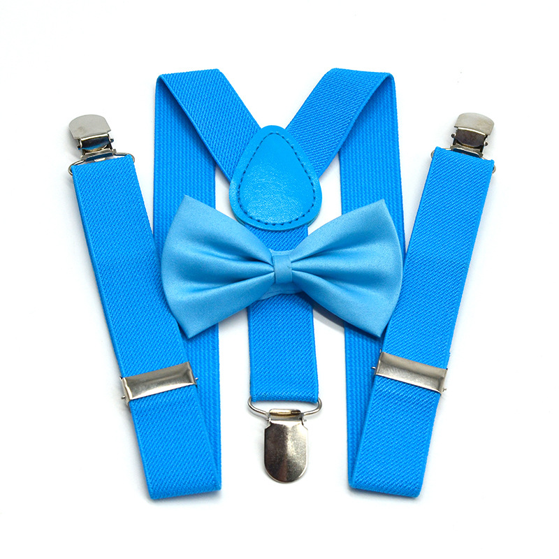 Kids Suspenders Bow Tie Set Boys Girls Braces Elastic Y-Suspenders with Bows Tie Fashion Belt Children Baby Retro Strap Clip Y-back M558