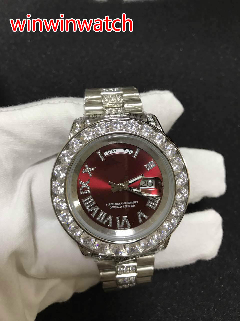 Big diamond men's watches TOP quality silver stainless steel Multi-Color dial work smooth sweeping hands automatic Diamond Watch 43MM, Blue dial
Big diamond men's watches TOP quality silver stainless steel Multi-Color dial work smooth sweeping hands automatic Diamond Watch 43MM, Blue dial