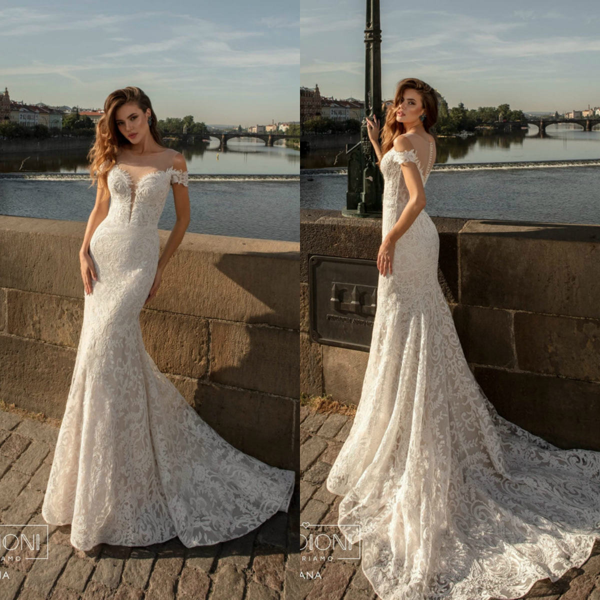 Sexy Mermaid Wedding Dresses Boho Sweep Train Sheer Jewel Neck Lace Applique Beach Wedding Dress 2020 Trumpet Robes De Mariée