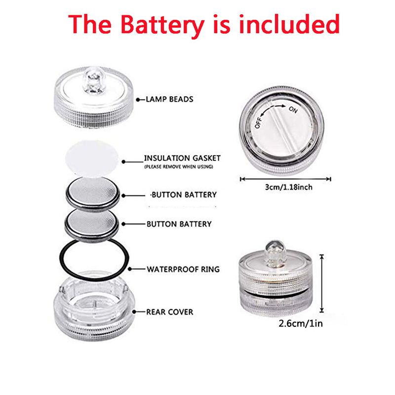 Candle Light LED Submersible Waterproof Tea Lights Mini Led Underwater Lamp battery power Decoration Light for Wedding Party