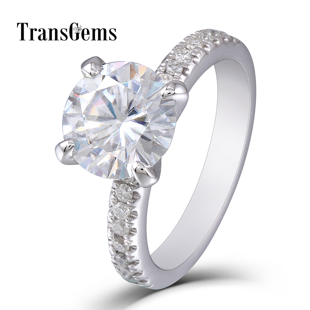Transgems 2ct Moissanite Gold Ring 2 Carat 8mm Moissanite Diamond 14k 585 White Gold Engagement Wedding Ring For Women Y19032201
Transgems 2ct Moissanite Gold Ring 2 Carat 8mm Moissanite Diamond 14k 585 White Gold Engagement Wedding Ring For Women Y19032201