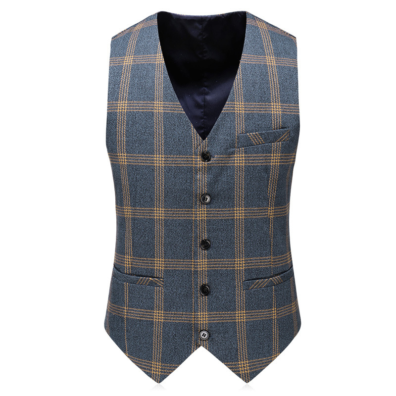2020 Handsome Plaid Men Wedding Tuxedos Slim Fit One Button Prom Suits Man Party Blazer Suit (Jacket+Vest+Pants)