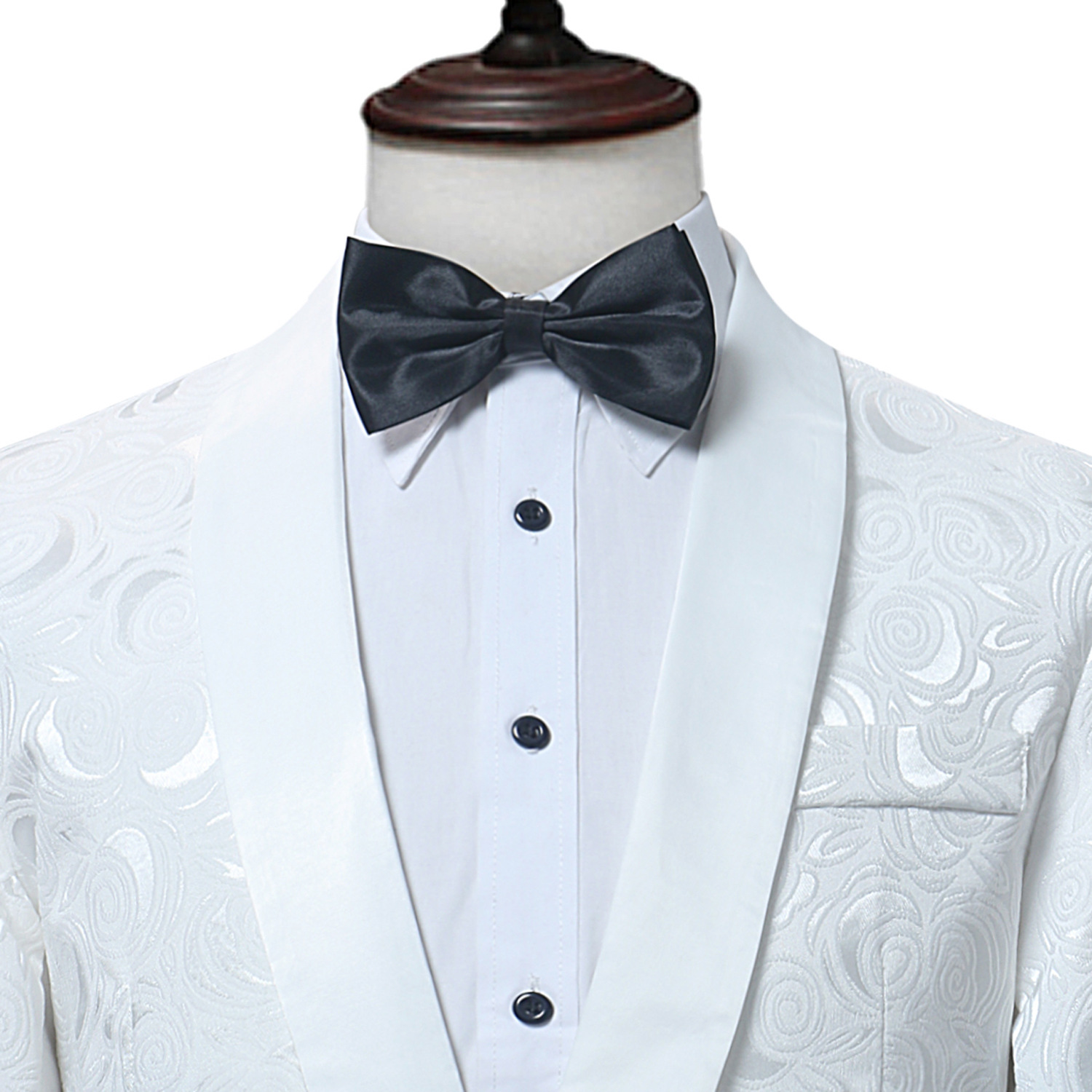 Fashion Shawl White Lapel Groom Tuxedos Floral Pattern Men Suits Wedding/Prom Best Men Designer Jackets