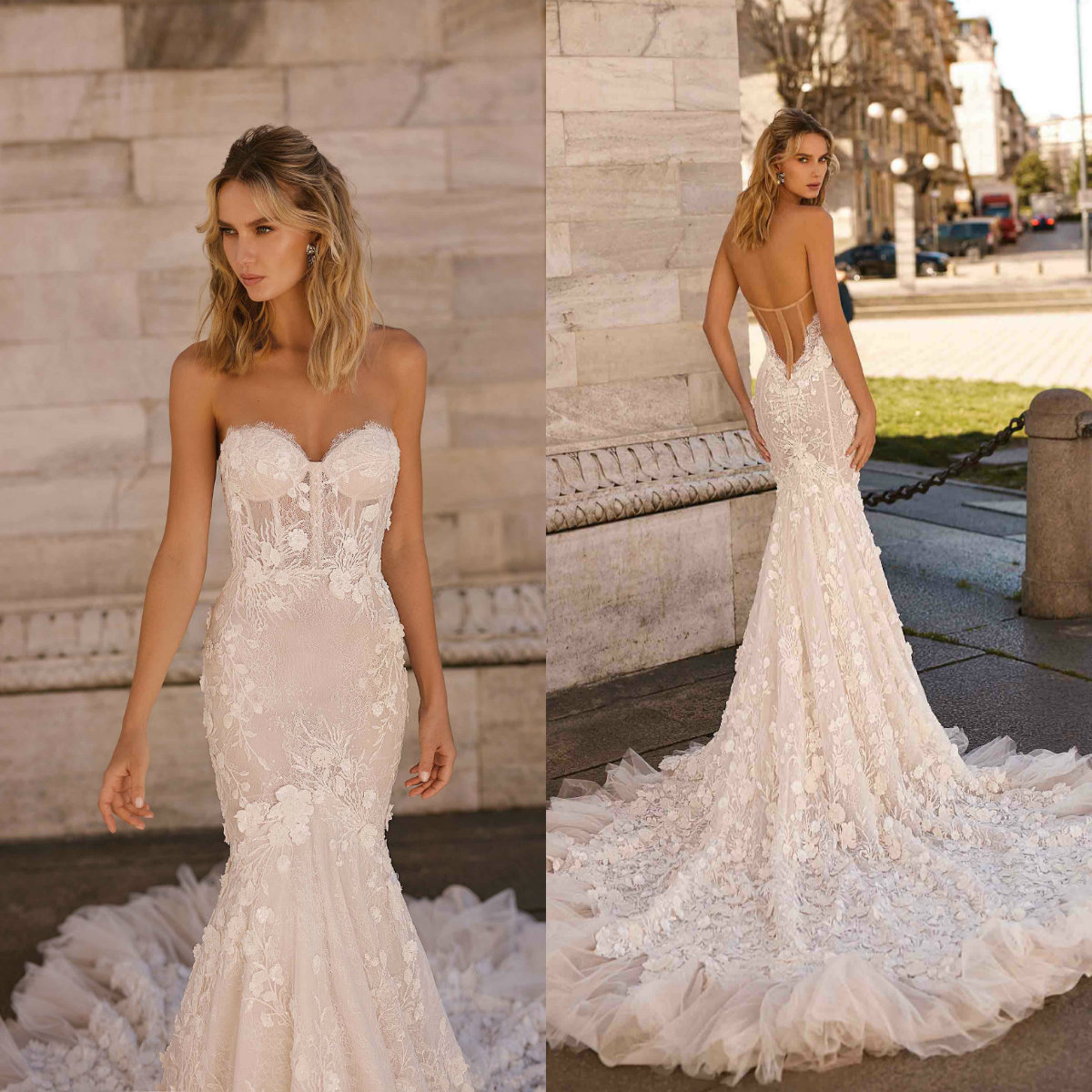 berta mermaid wedding dresses bridal gowns sweetheart lace applique backless sexy beach wedding dress sweep train robes de marie