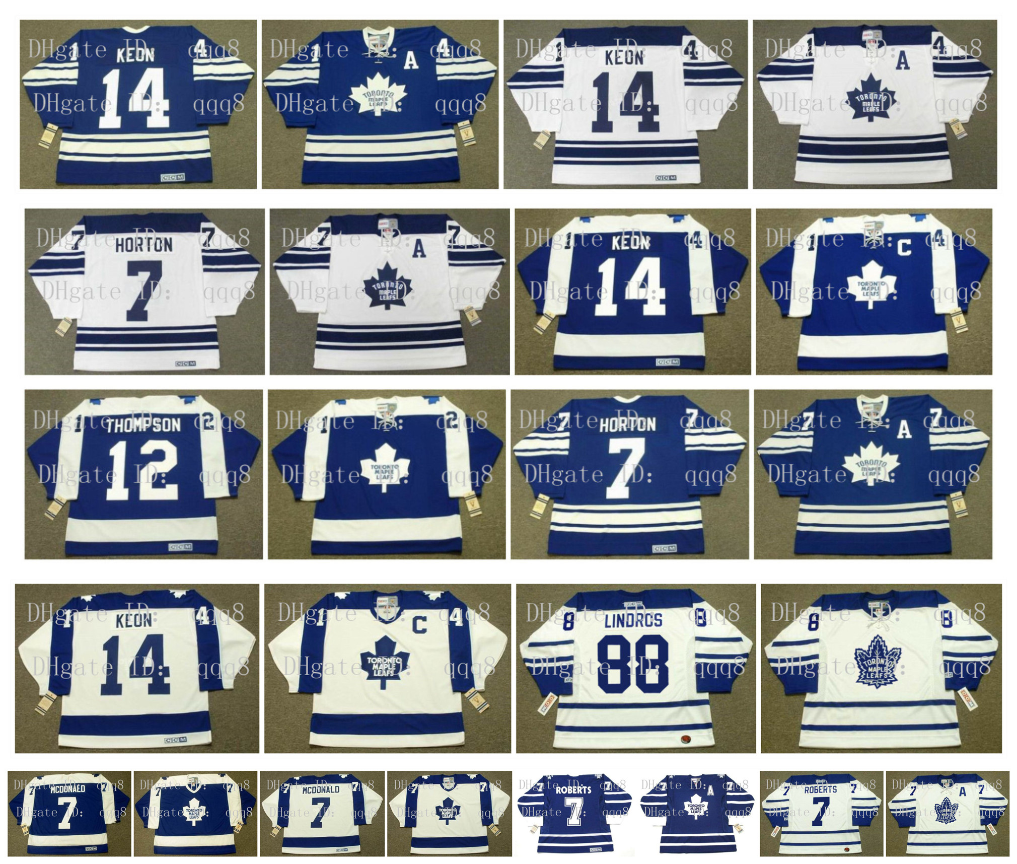 Vintage Toronto Maple Leafs Jersey 12 ERROL THOMPSON 7 TIM HORTON 14 DAVE KEON 88 ERIC LINDROS 7 LANNY MCDONALD 7 GARY ROBERTS CCM Hockey, As pic
Vintage Toronto Maple Leafs Jersey 12 ERROL THOMPSON 7 TIM HORTON 14 DAVE KEON 88 ERIC LINDROS 7 LANNY MCDONALD 7 GARY ROBERTS CCM Hockey, As pic