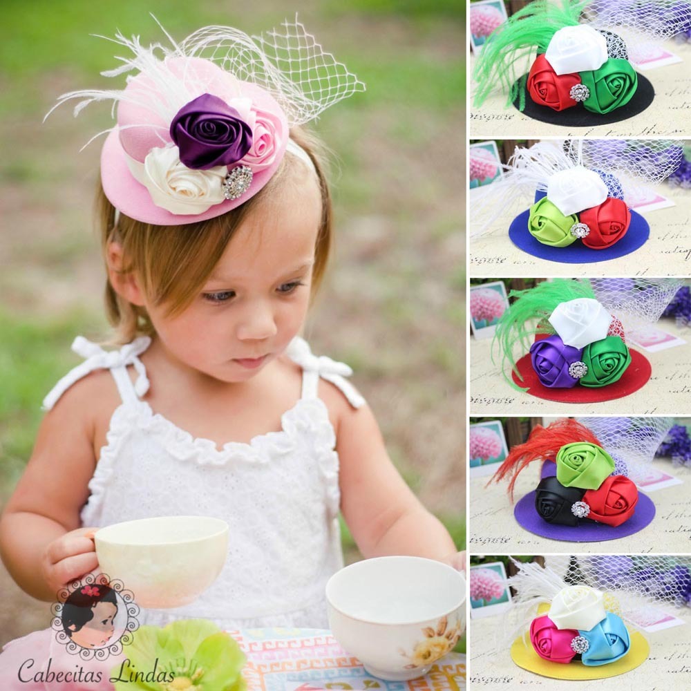 Babies' hair accessories rose feather hat children's hair band headband