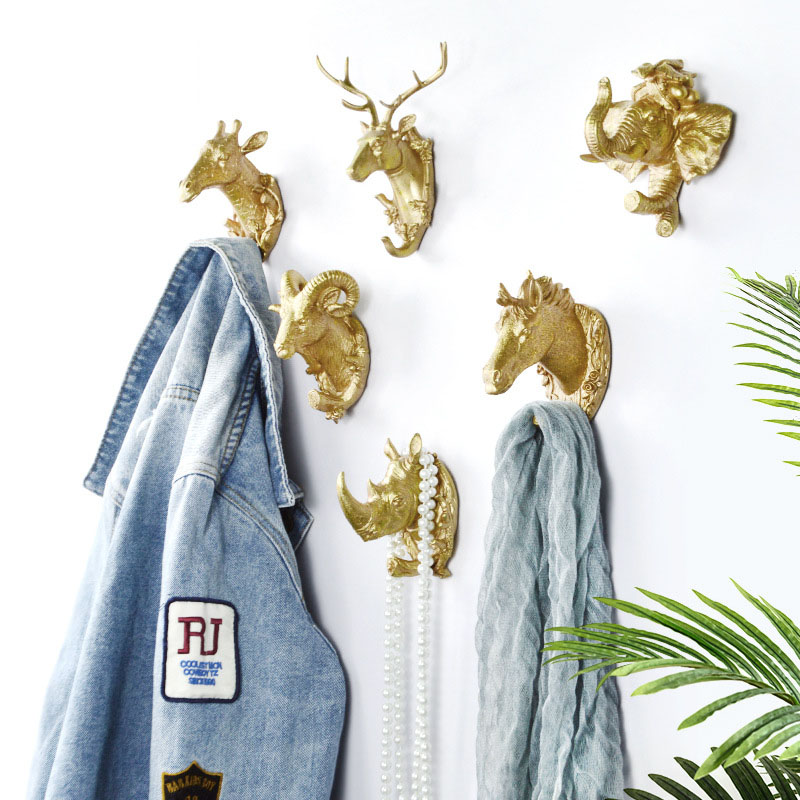 Decorative Hook Wall Mural Storeage Rack Home Storage Rack Animal Head Door Rear Storage Hook No Trace Bathroom Coat