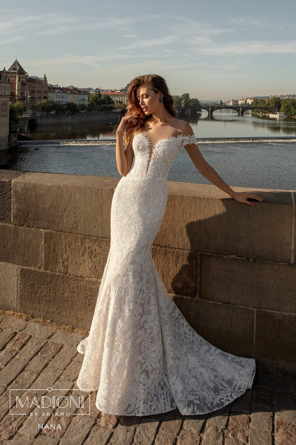 Sexy Mermaid Wedding Dresses Boho Sweep Train Sheer Jewel Neck Lace Applique Beach Wedding Dress 2020 Trumpet Robes De Mariée