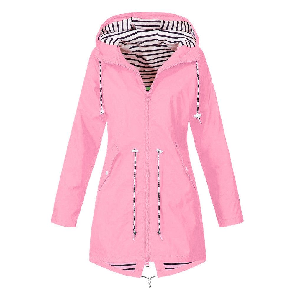 JAYCOSIN Women Jackets 2019 Solid Rain Jacket Women Outdoor Jackets Waterproof Casual coats and Hooded Raincoat