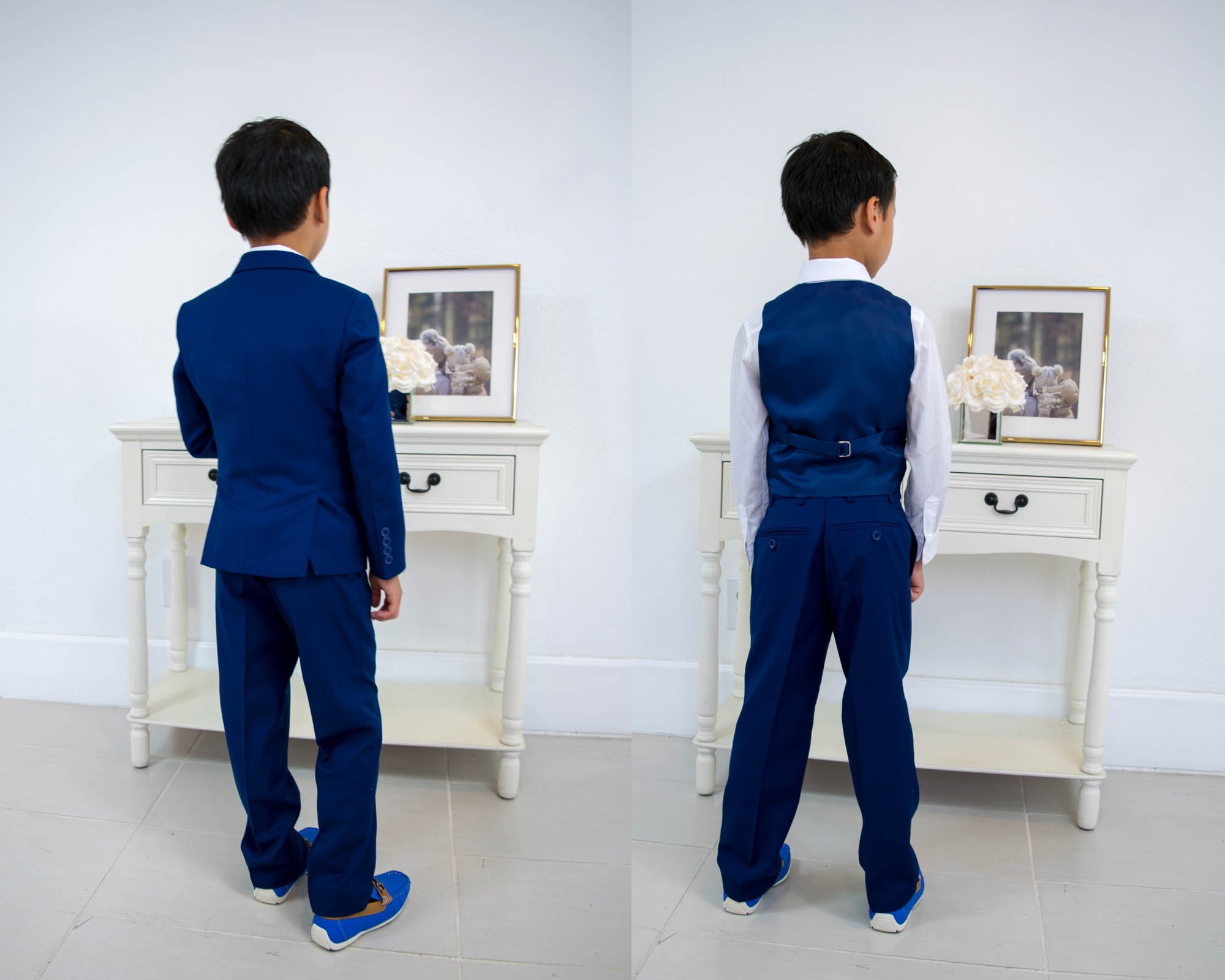Indigo Boys Formal Suits Tuxedos Dinner Suit Three Piece Little Boy Groomsmen Kids Children Special Occasion Formal Wear (Jackets+Vest+Pant)