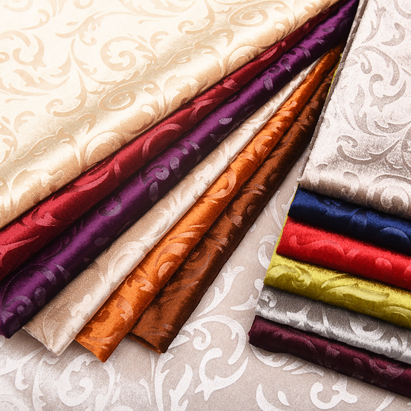 Wide 57" Thick Embossed Velout Gold Velvet Upholstery Sofa Fabric Large Flower Soft Bag Background Pillow DIY Material