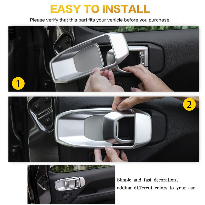 4Door Inner Door Bowl Decorative Silver For Jeep Wrangler JL 2018 Factory Outlet High Quatlity Auto Internal Accessories