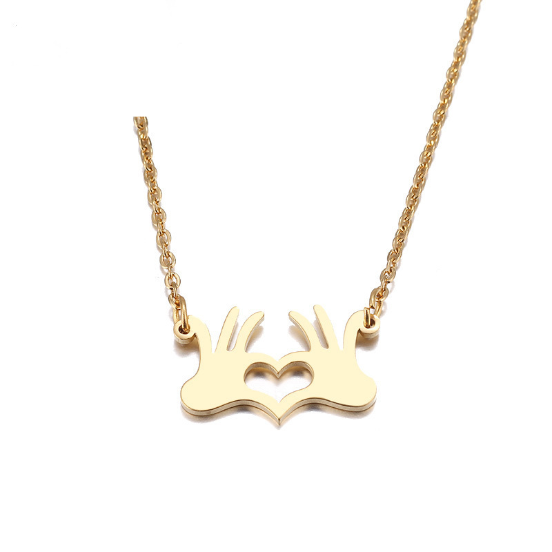 New Brand Jewelry Stainless Steel Necklace For Women Lover's Gold And Silver Color Palm Heart Pendant Necklace Engagement Jewelry Gift
New Brand Jewelry Stainless Steel Necklace For Women Lover's Gold And Silver Color Palm Heart Pendant Necklace Engagement Jewelry Gift