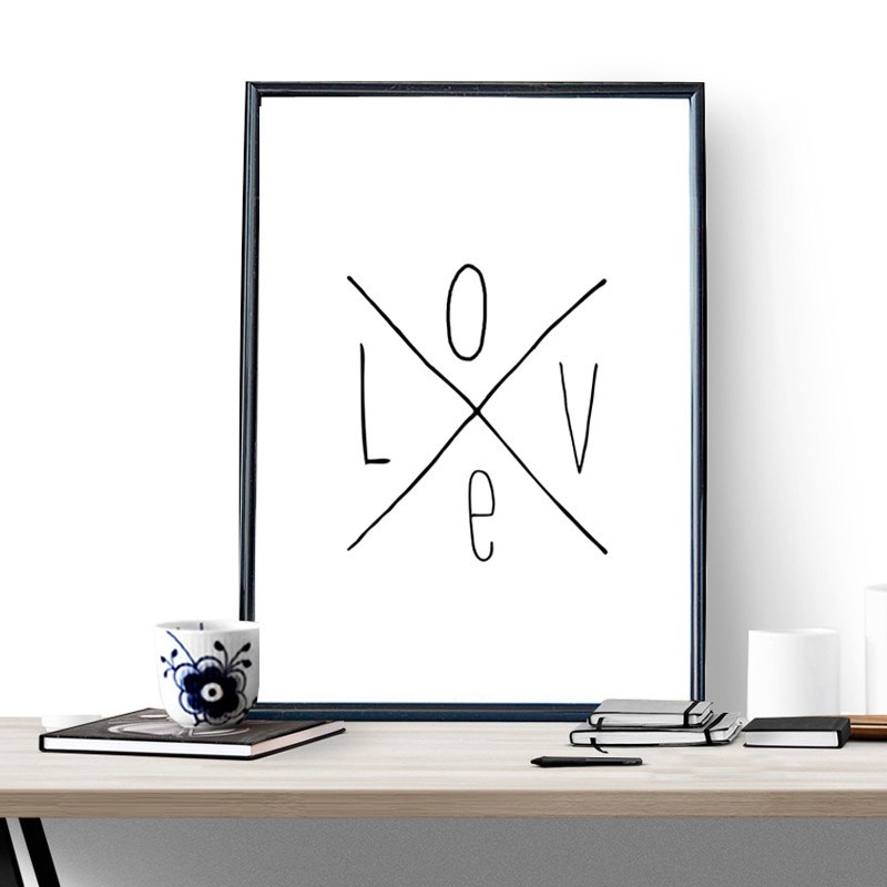 Love Kids poster print typography home decortion mottos handwritten words inspirational Frame not include canvas painting