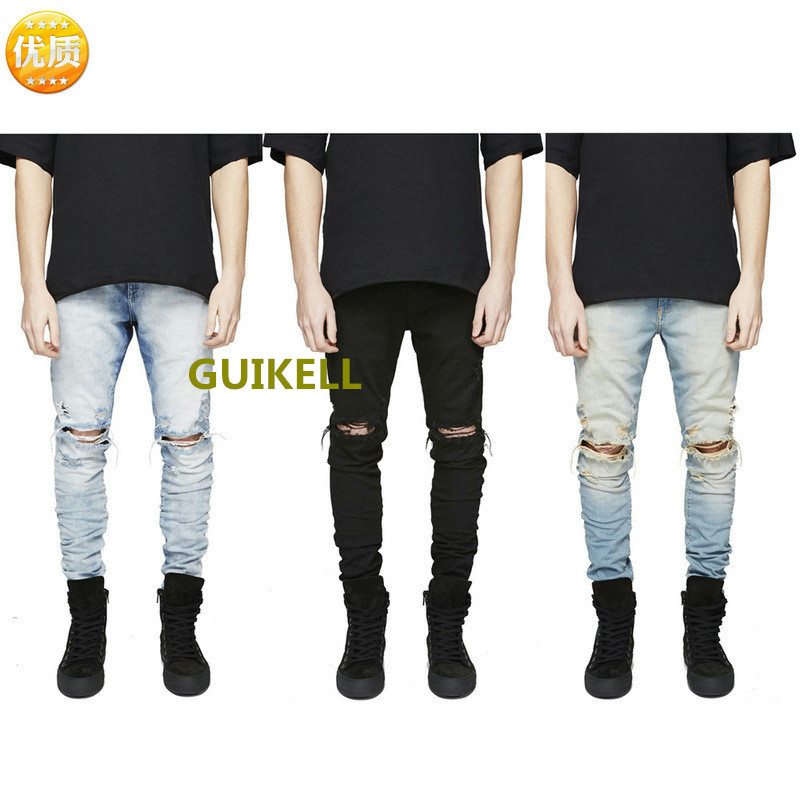 GUIKELL new street men's pants tattered jeans men's high street personalized design jeans, Black
GUIKELL new street men's pants tattered jeans men's high street personalized design jeans, Black