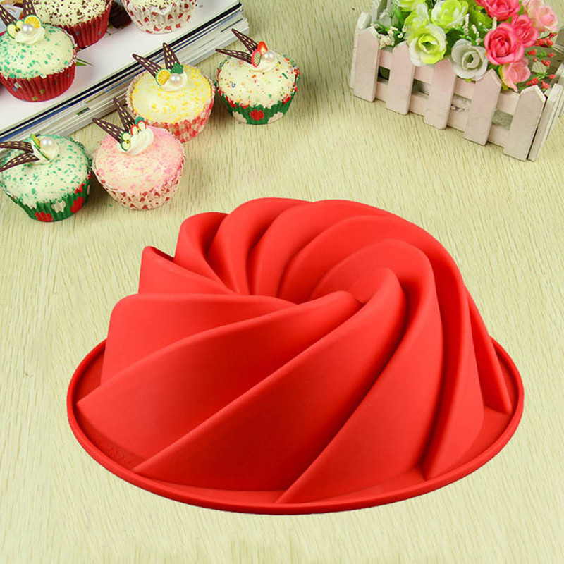 Useful Large Spiral Shape Bundt Cake Pan Bread Chocolate Bakeware Silicone Mold Bread Fondant Cake Pan Mold DIY Baking Tools