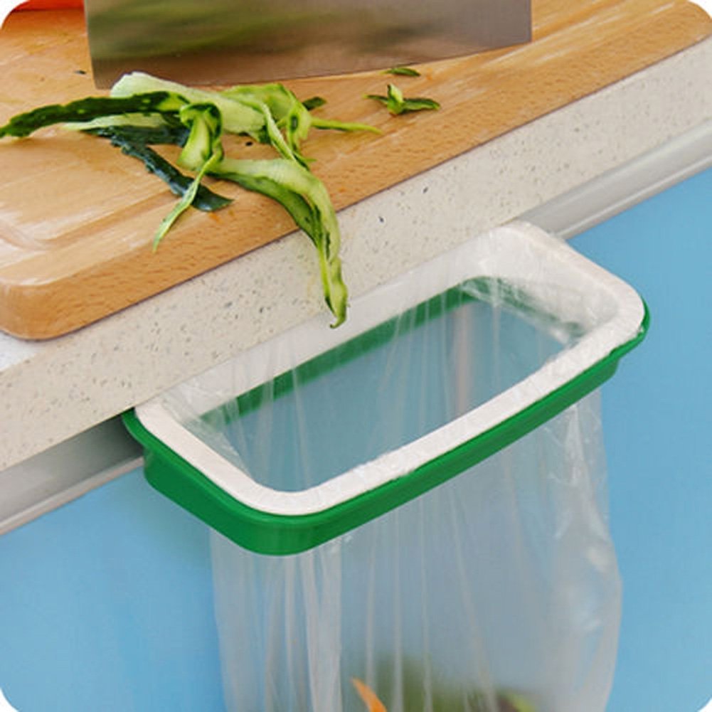 Trash Garbage Bag Rack Attach Holder/Over Cabinet cupboard Door Kitchen Bathroom