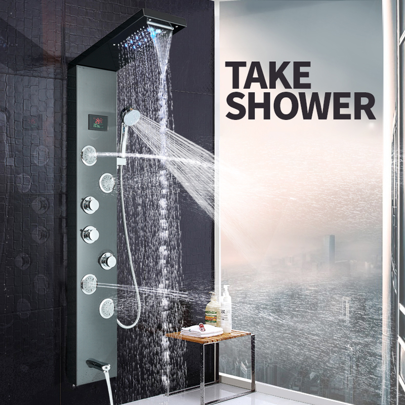 Retail and Wholesale Chrome Led light Dual Handle Shower Mixer Set Wall Mounted Stainless Steel Rainfall waterfall Shower Head
Retail and Wholesale Chrome Led light Dual Handle Shower Mixer Set Wall Mounted Stainless Steel Rainfall waterfall Shower Head