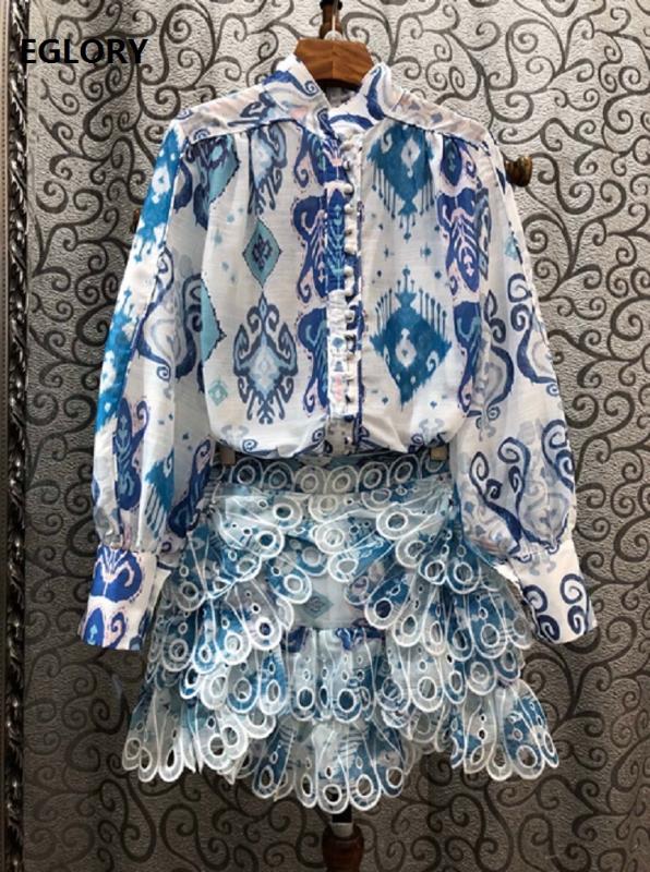 Top Quality New Short Sets 2020 Summer Two Piece Suit Women Geometric Prints Blue Pink Shirts+Cascading Ruffle Short Skirt Sets
Top Quality New Short Sets 2020 Summer Two Piece Suit Women Geometric Prints Blue Pink Shirts+Cascading Ruffle Short Skirt Sets