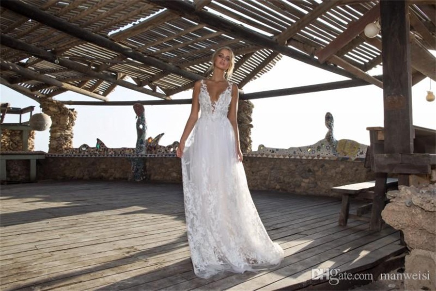 limor rosen bohemian wedding dresses a line v neck beach bridal dress lace boho backless bridal gowns