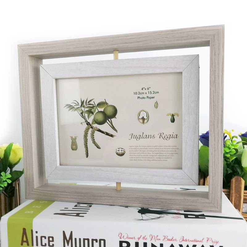 Creative Rotating Wood Photo Frame Nordic Style Pictures Poster Painting Frames Tabletop Home Decoration