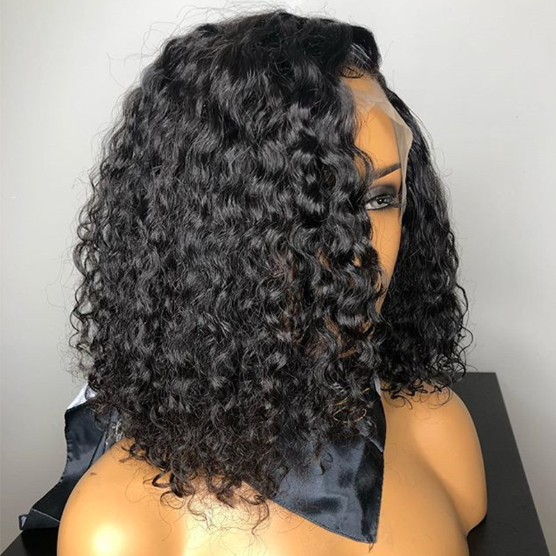 Curly Bob Lace Front Wigs For Women water wave Frontal Wig 360 Brazilian Human Hair 150%