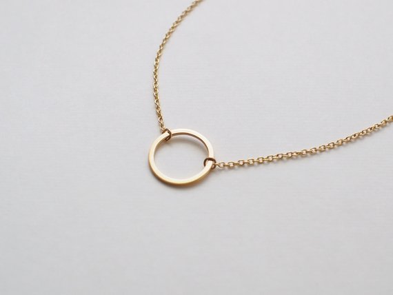 Gold Silver Simple Dainty Circle Necklace Open Circle Outline Necklace eternity karma circle round necklace jewelry