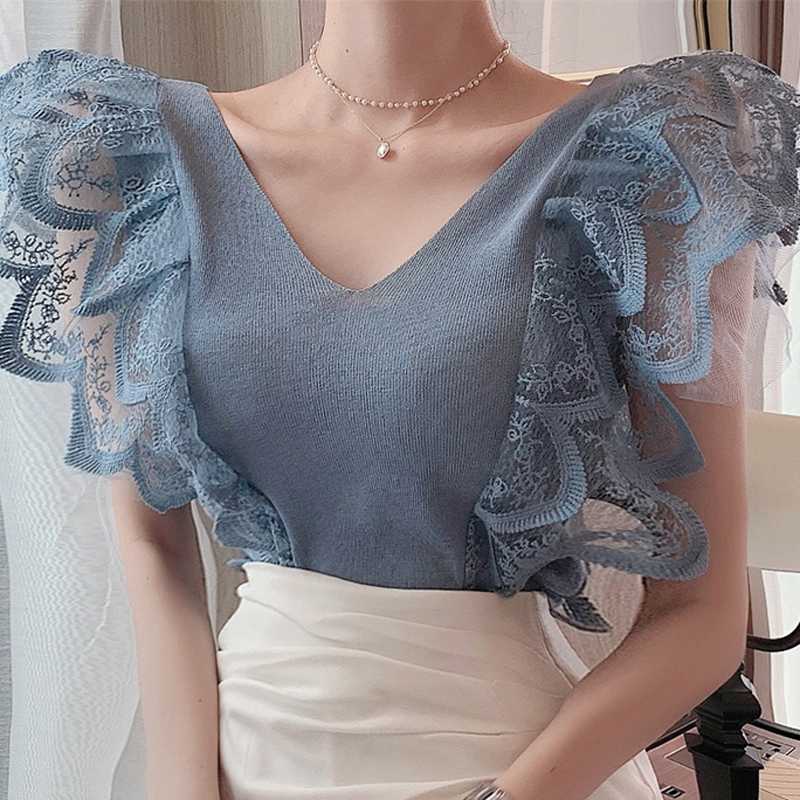 Knitted T Shirt for Women 2020 Summer New Small Flying Sleeve Lace Stitching Ruffles V-neck Knitted Vest Slim Tight Top Tshirt, Picture color
Knitted T Shirt for Women 2020 Summer New Small Flying Sleeve Lace Stitching Ruffles V-neck Knitted Vest Slim Tight Top Tshirt, Picture color