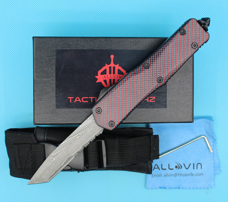 High Quality Red Dot A07 Damascus AUTO Tactical Knife Tanto Half Serration Blade Outdoor Survival Rescue EDC Pocket Knives
High Quality Red Dot A07 Damascus AUTO Tactical Knife Tanto Half Serration Blade Outdoor Survival Rescue EDC Pocket Knives