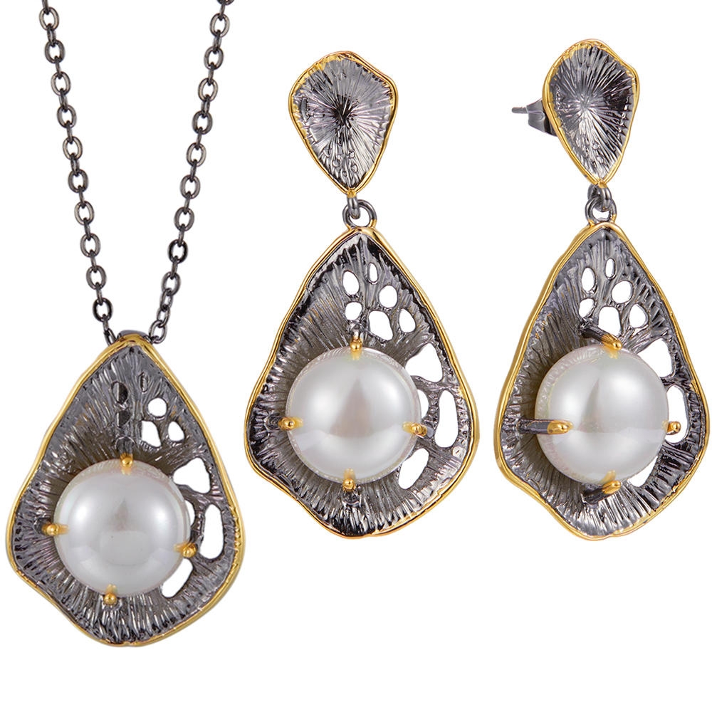 Big Pearl Necklace Drop Earrings sets Vintage Jewelry 2 Tone Black Women's Accessories Jewellery 2pcs set, Olive green
Big Pearl Necklace Drop Earrings sets Vintage Jewelry 2 Tone Black Women's Accessories Jewellery 2pcs set, Olive green