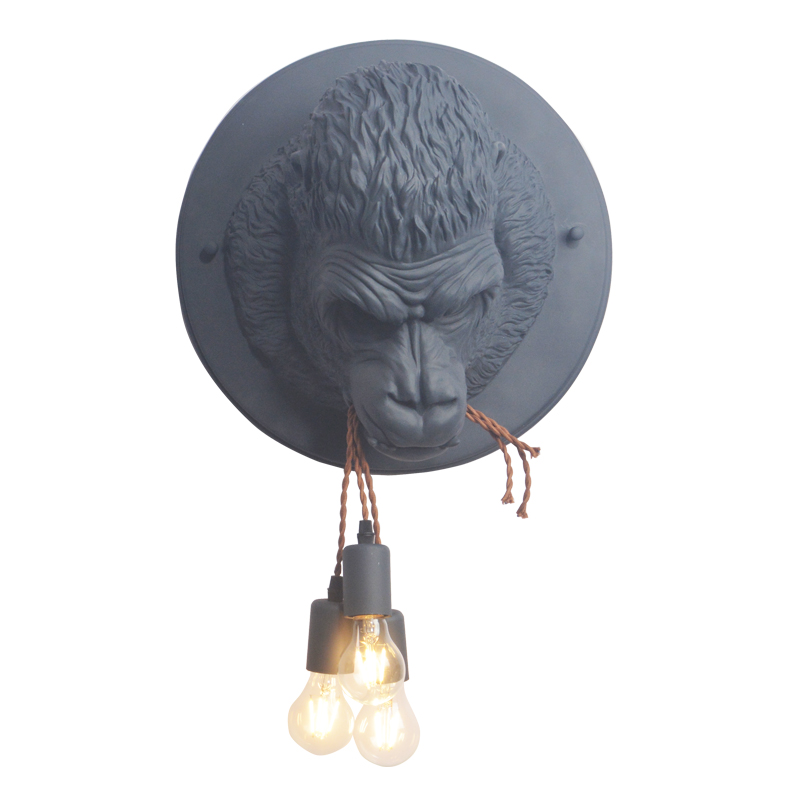 Nordic Modern Wall Lamp Resin Monkey Lamp Home Deco Orangutan Wall+lamps Bedroom Living Room Light Fixtures Creative Wall Light