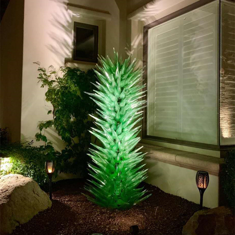 Modern Hand Blown Glass Tree Floor Lamp Orange Murano Blown Glass Conifer Sculpture for Party Garden Art Decoration