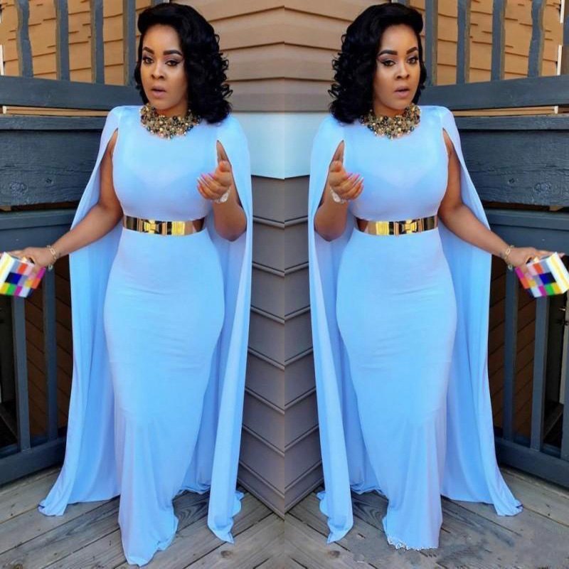 Light Blue Plus Size Cape Style Evening Dresses Sheath Floor Length Evening Gowns Aso Ebi South African Formal Party Vestidos De Festa, White
Light Blue Plus Size Cape Style Evening Dresses Sheath Floor Length Evening Gowns Aso Ebi South African Formal Party Vestidos De Festa, White