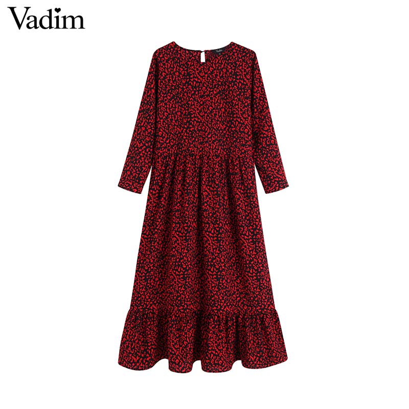 Vadim women chic red leopard print midi dress animal pattern long sleeve vintage female casual mid calf dresses vestidos QC730
Vadim women chic red leopard print midi dress animal pattern long sleeve vintage female casual mid calf dresses vestidos QC730