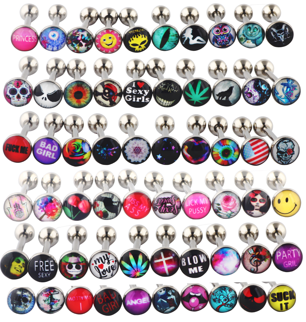 Mix Style Lot of Surgical Steel Metal Tongue Rings Barbells Funny Nasty Wordings Picture Logo Signs 14g - Length 5/8" or 16mm, Silver
Mix Style Lot of Surgical Steel Metal Tongue Rings Barbells Funny Nasty Wordings Picture Logo Signs 14g - Length 5/8" or 16mm, Silver