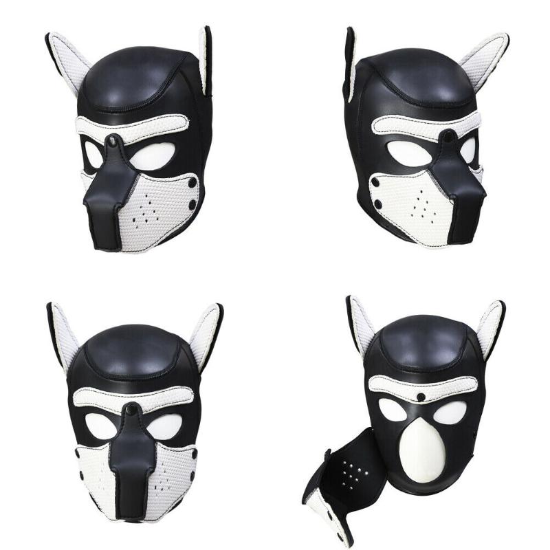 Padded Latex Rubber Role Play Dog Mask Puppy Cosplay Full HeadEars 10 Colors11696792
