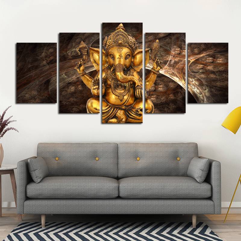 Canvas Print Modern Fashion Wall Art the Abstract Gleaming Gold Buddha for Home Decoration No Frame